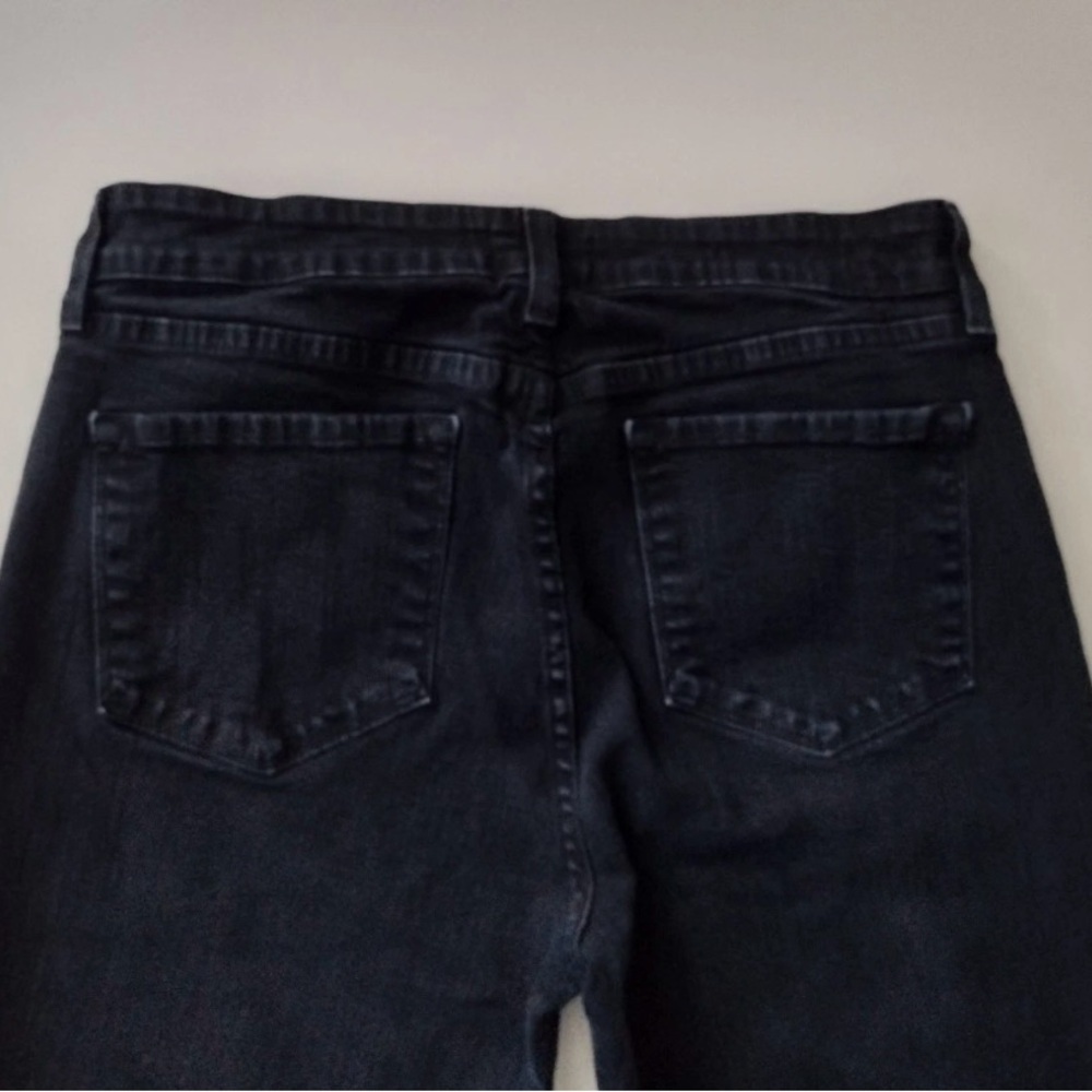 NYDJ Jeans Women's Size 10 Straight Stretch Black Denim Raw Hem 5 pocket - Picture 2 of 7